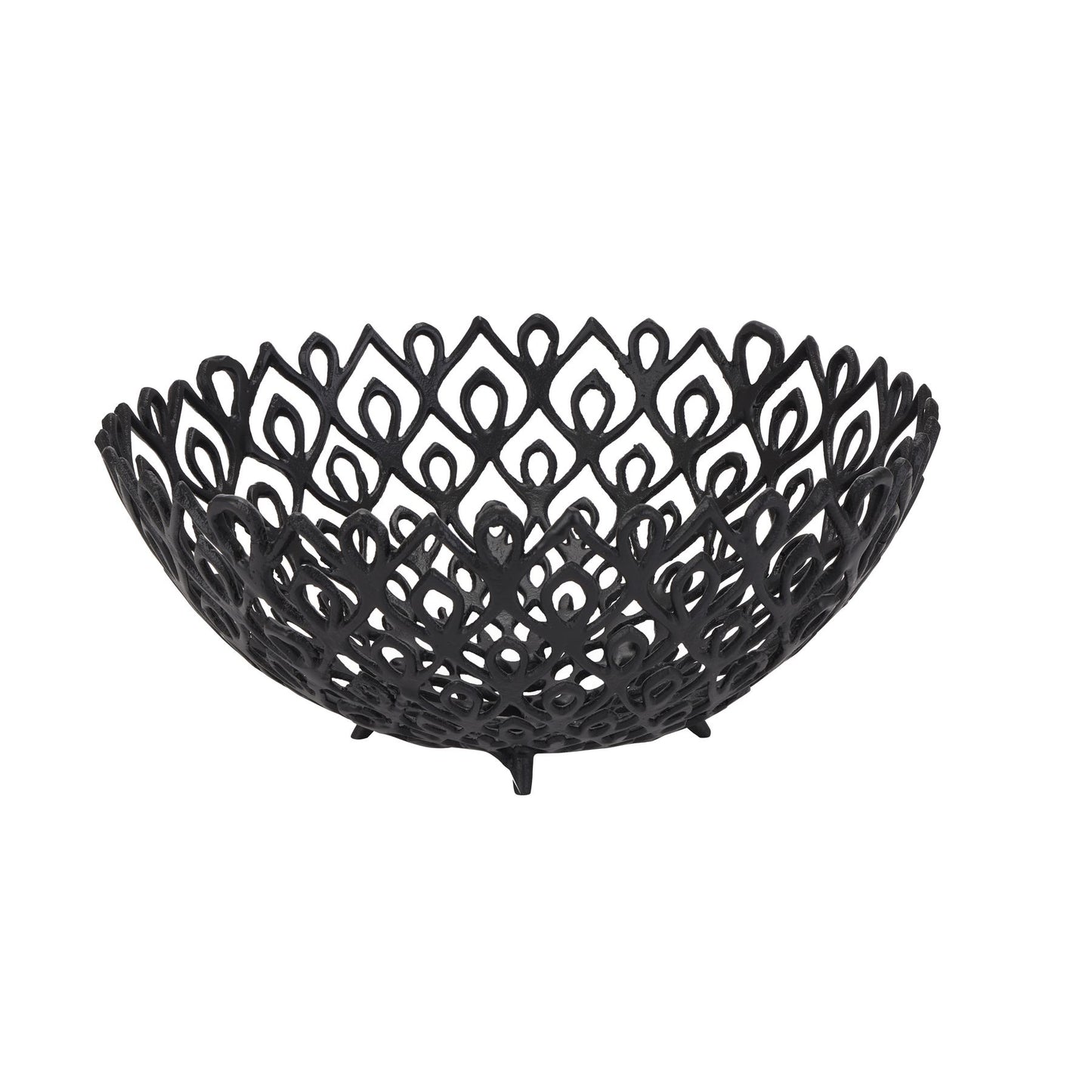 Black Cast Large Lattice Bowl Black Aluminium 22864