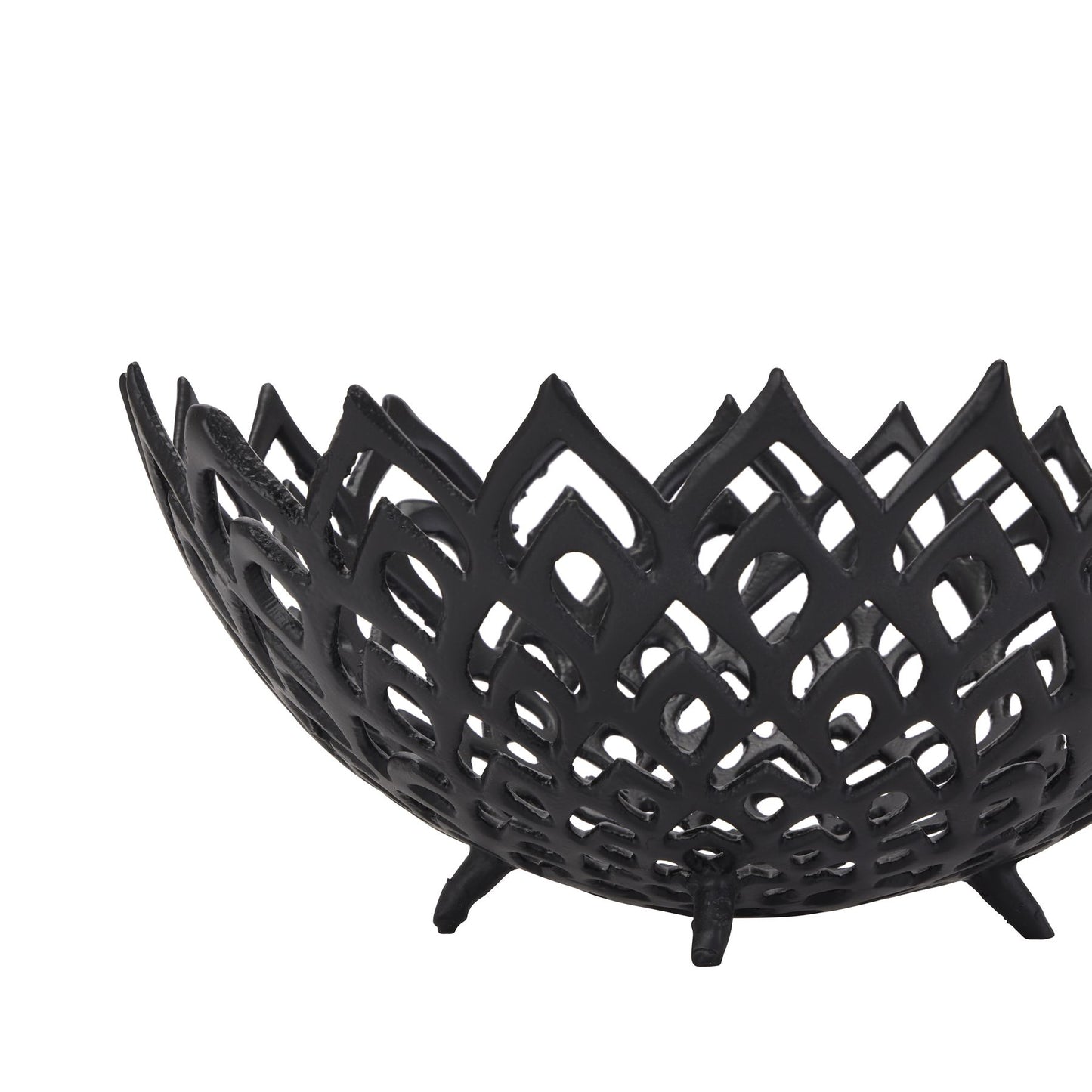 Black Cast Lattice Bowl Black Aluminium 22874