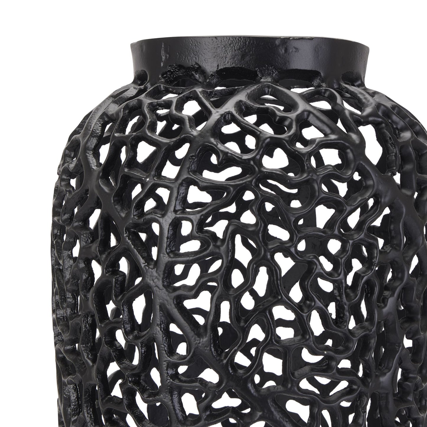 Black Cast Lattice Large Vase Black Aluminium 22875