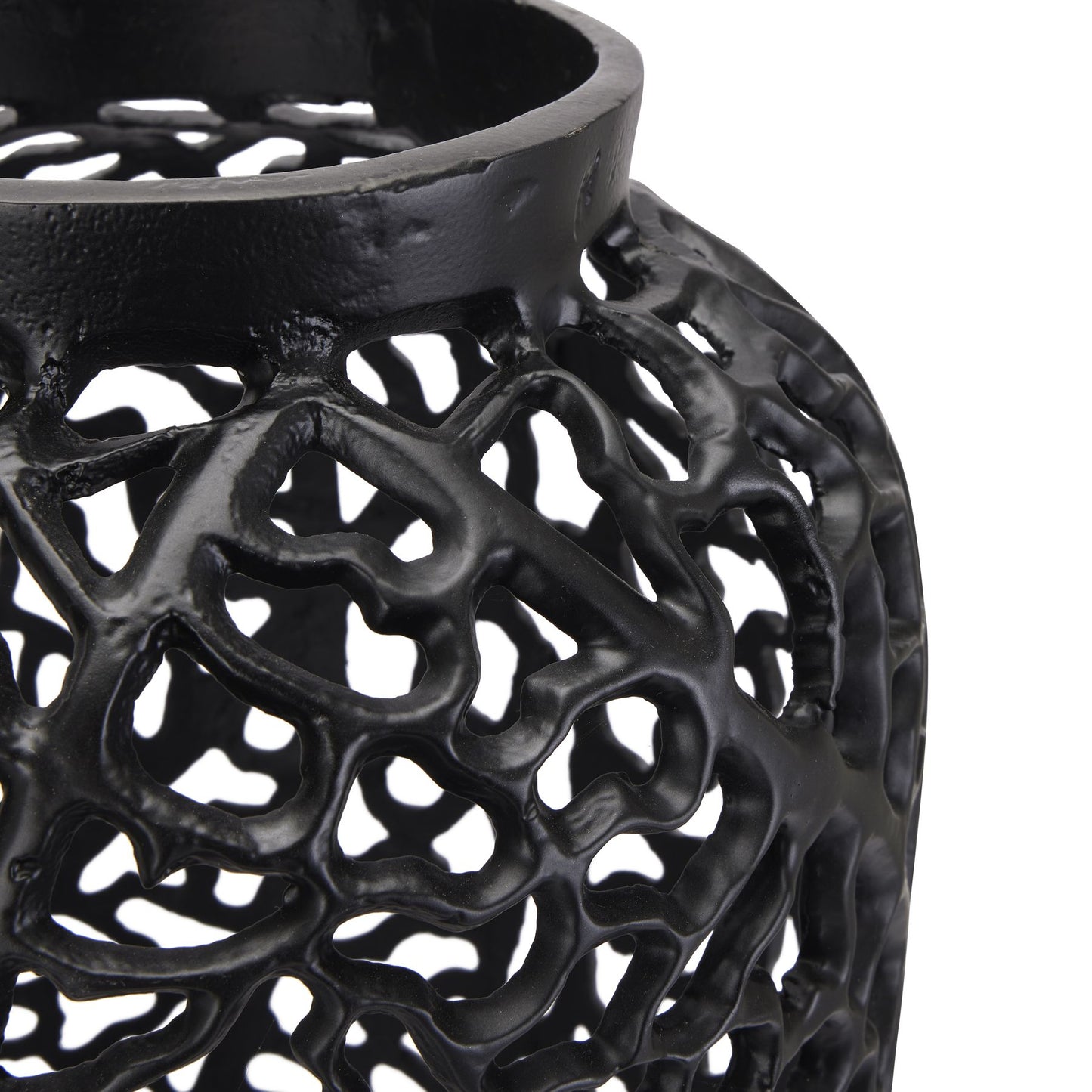 Black Cast Lattice Large Vase Black Aluminium 22875