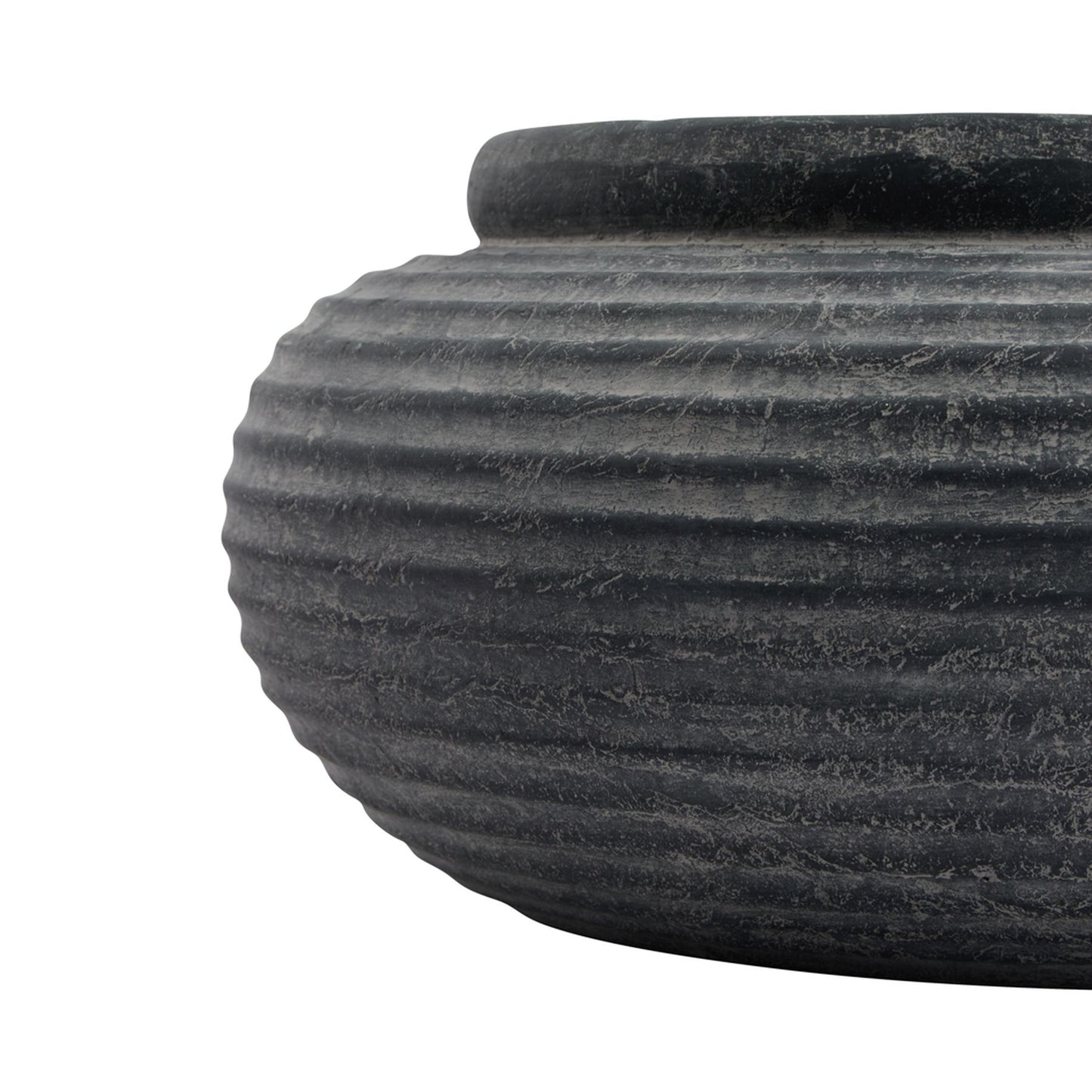 Amalfi Grey Round Ribbed Planter Grey Ceramic 23292