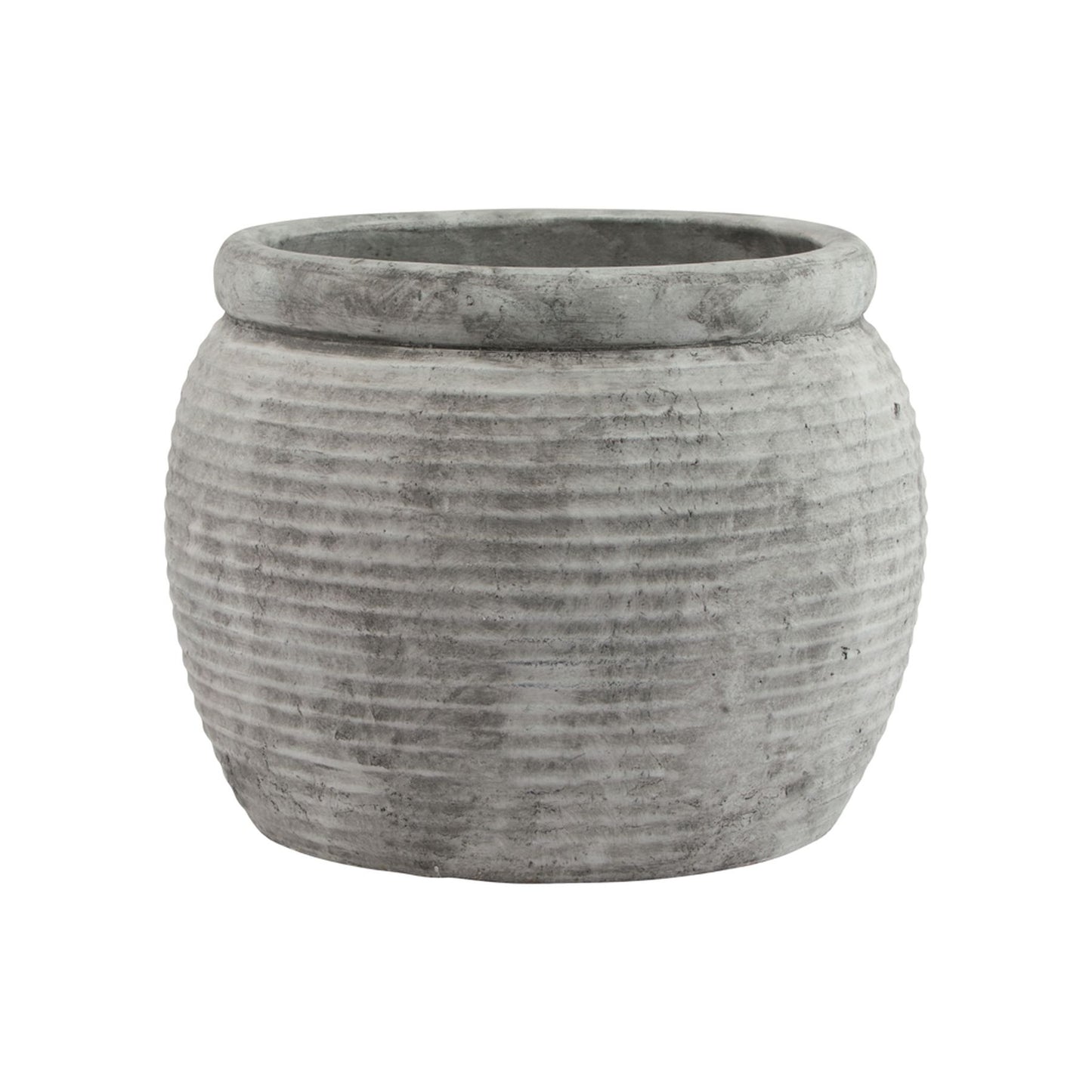 Athena Rimmed Large Plant Pot Grey Ceramic 23297