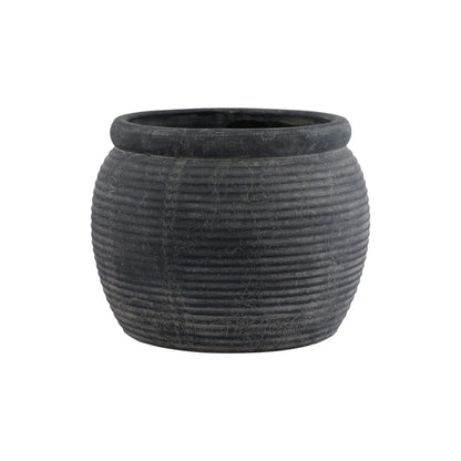 Amalfi Grey Rimmed Plant Pot Grey Ceramic 23300