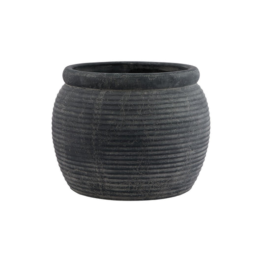 Amalfi Grey Rimmed Plant Pot Grey Ceramic 23300