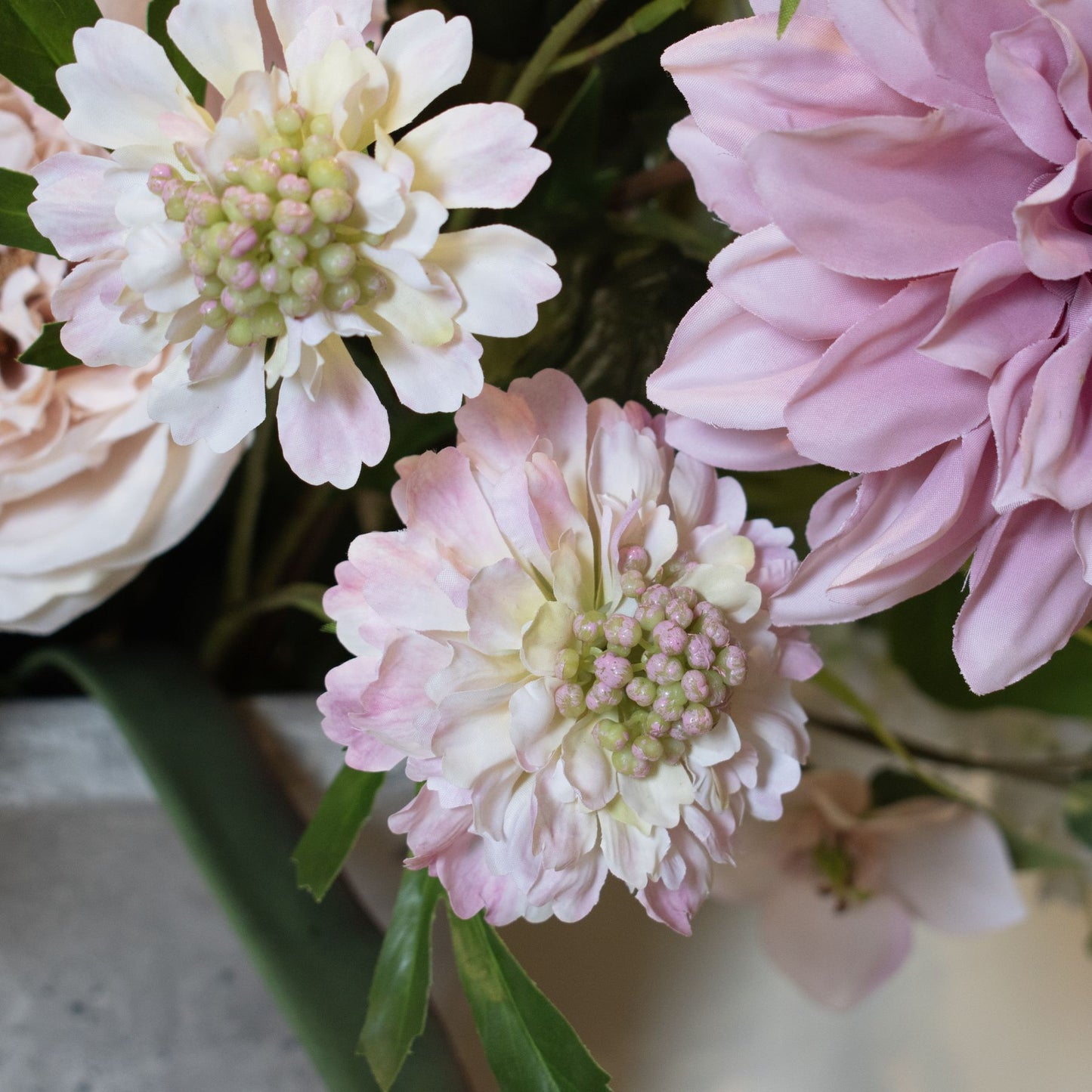 The Natural Garden Collection Pale Pink Scabious Stem Pink Plastic 23416