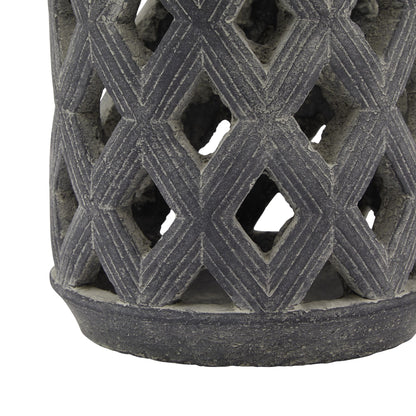 Amalfi Grey Large Lattice Lantern Grey Ceramic 23629