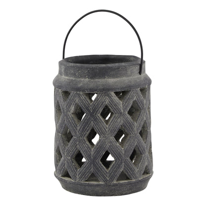 Amalfi Grey Large Lattice Lantern Grey Ceramic 23629