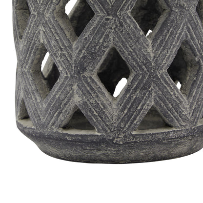 Amalfi Grey Lattice Lantern Grey Ceramic 23630