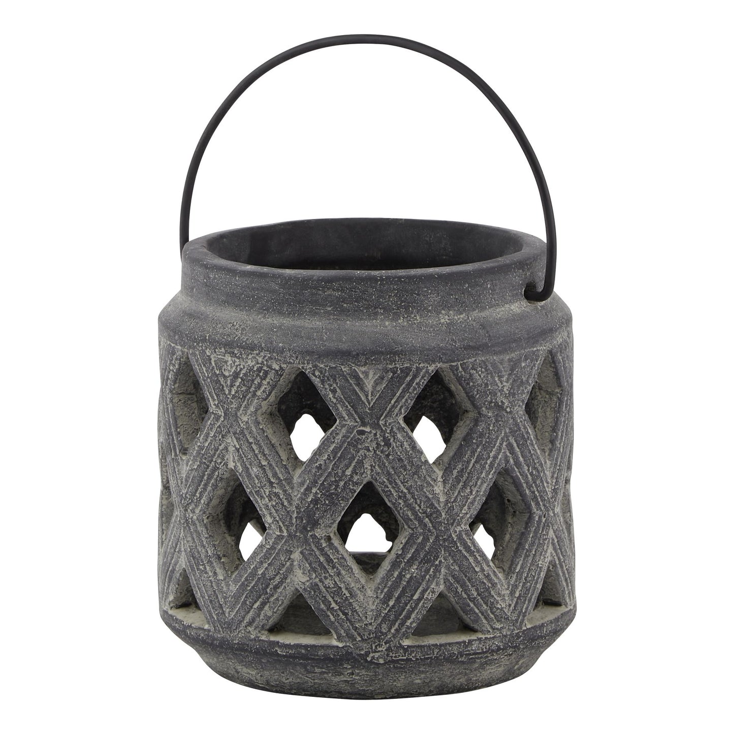 Amalfi Grey Lattice Lantern Grey Ceramic 23630