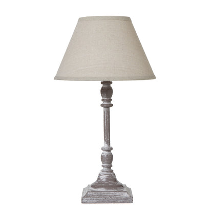 Antia Stem Table Lamp With Linen Shade White Wood 23881