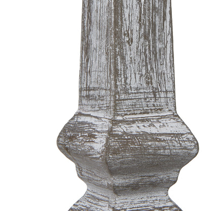 Capsa Column Table Lamp - Distressed Grey Wood with Linen Shade - Timeless Elegance