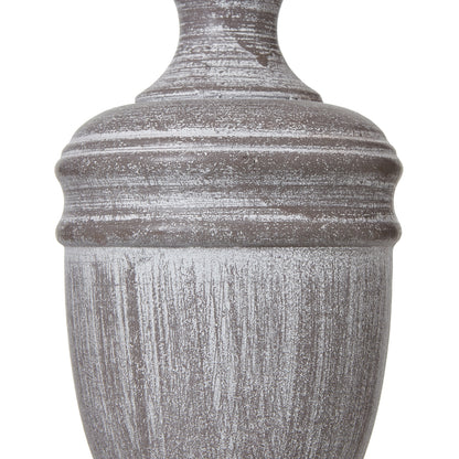 Nola Urn Table Lamp - White Wood Base with Linen Shade - Timeless Elegance