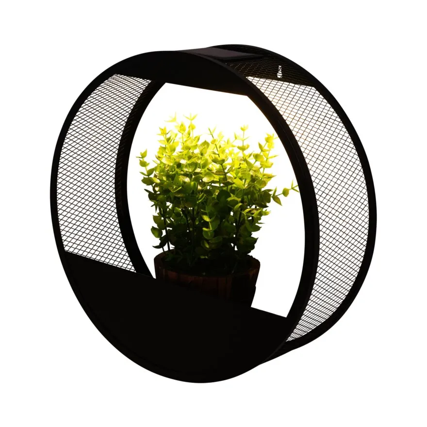 Solar Powered Wall Pot Light - Integrated Plant Pot - Warm & Cool White - Waterproof - Wireless Outdoor Lighting