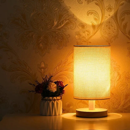 Organic Glow Lamp – Natural Wood & Cloth – Dimmable & Remote Control – USB Powered – Adjustable Light Settings (Warm, Natural, Cool)