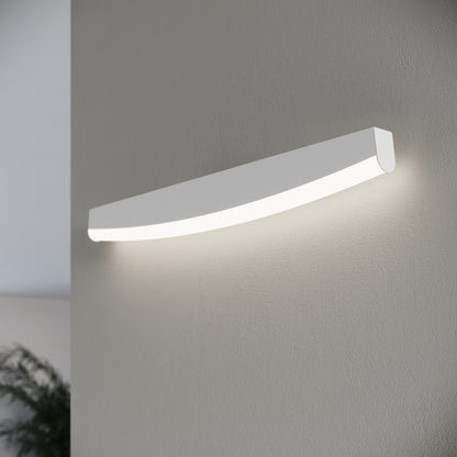 Modern LED Wall Sconce - 8W 3000K - Slim Arc Design - White Metal - 60x5.5x7 cm