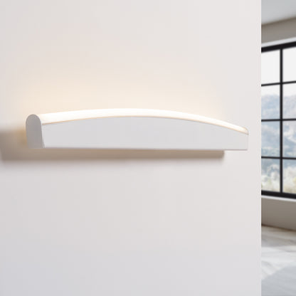 Modern LED Wall Sconce - 8W 3000K - Slim Arc Design - White Metal - 60x5.5x7 cm