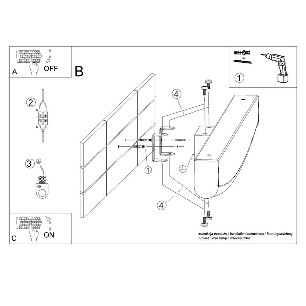 Modern Black LED Wall Sconce - 8W 3000K - Arc Design - 60x5.5x7 cm