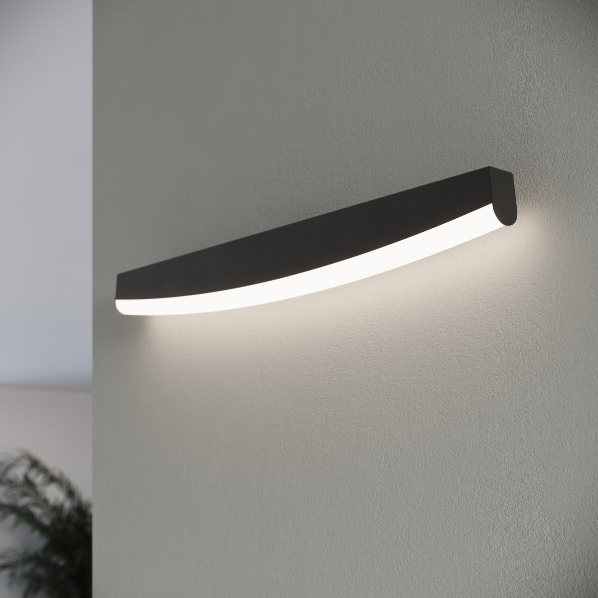 Modern Black LED Wall Sconce - 8W 3000K - Arc Design - 60x5.5x7 cm