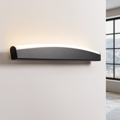 Modern Black LED Wall Sconce - 8W 3000K - Arc Design - 60x5.5x7 cm