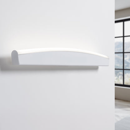 Modern White LED Wall Sconce - 8W 4000K - Arc Design - Aluminum & PVC - 60x5.5x7 cm