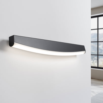 Modern Black LED Wall Sconce - 8W 4000K - Arc Design - Aluminum & PVC - 60x5.5x7 cm