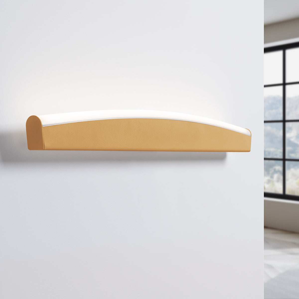 Modern Gold LED Wall Sconce - 8W 4000K - Arc Design - Aluminum & PVC - 60x5.5x7 cm