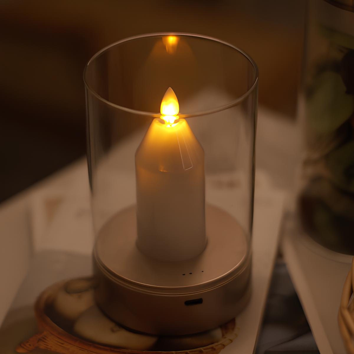 Candle Glow - LED Gesture-Controlled Table Lamp - Sleek Design - Warm White Light - Adjustable Brightness