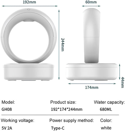 Anti-Gravity Humidifier – Levitating Water Droplets – Soft Mist & LED Light – USB-C Powered – 680ml Capacity