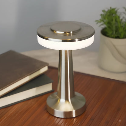 Retro Bar Table Lamp - Timeless Elegance - Dimmable LED Lighting - Cordless Design - Metallic Finish