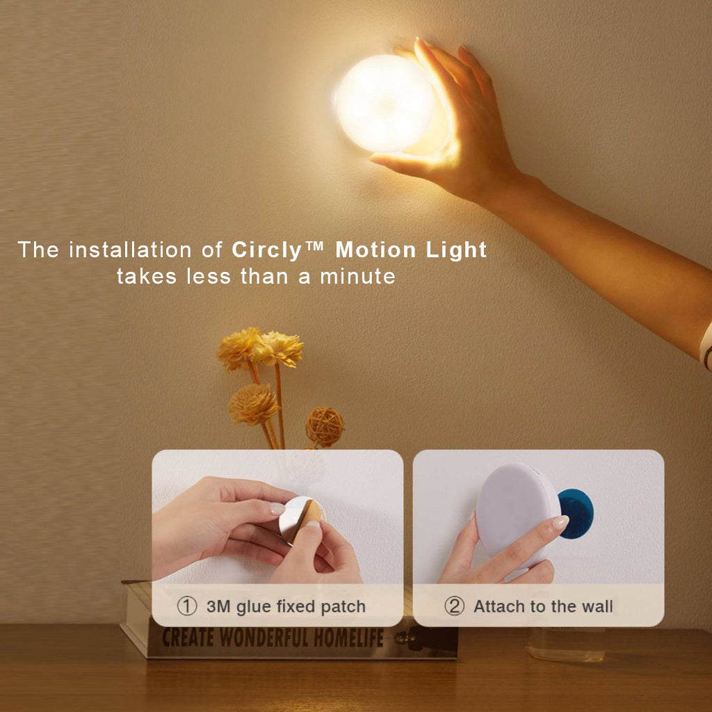 Motion Light - Energy-Saving Motion Sensor - Battery Powered or USB Rechargeable - Easy Installation with Sticky Pad & Magnet