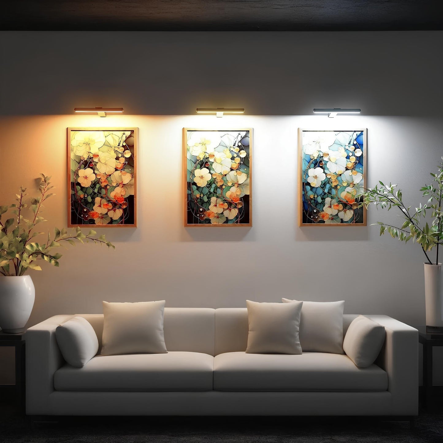 Cordless Wall Art Light - Adjustable 120° Rotation - 3 Lighting Colors & Dimmable - Rechargeable with USB-C - Remote Control Included - 12-20 Hours Battery Life