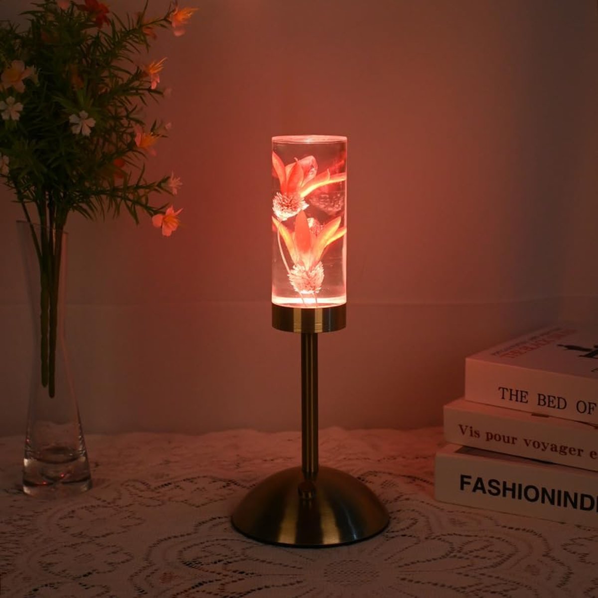 Table Lamp - Unique Floral Design - USB Rechargeable & Cordless - Multiple Lighting Options with Warm, Cool, and Natural White - Dimmable - 8-12 Hours Battery Life