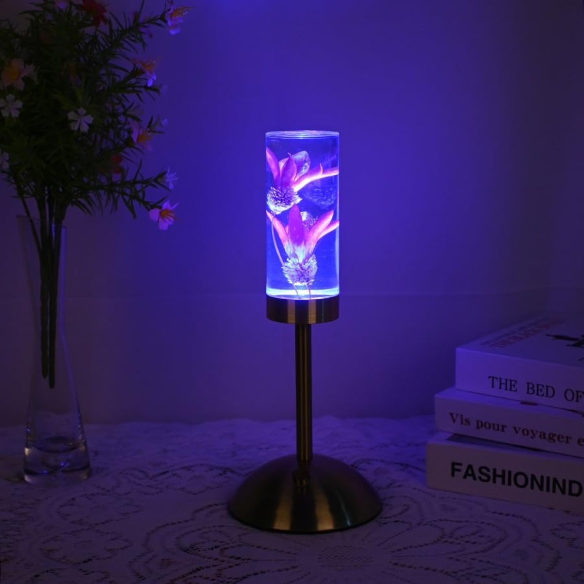 Table Lamp - Unique Floral Design - USB Rechargeable & Cordless - Multiple Lighting Options with Warm, Cool, and Natural White - Dimmable - 8-12 Hours Battery Life