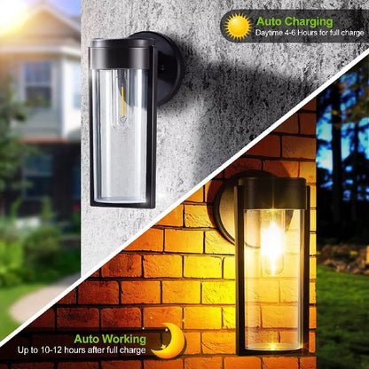 Solar Powered Wall Lights - Warm Glow LED - IP65 Waterproof - Weatherproof ABS - Modern Minimalist Design - Easy Installation