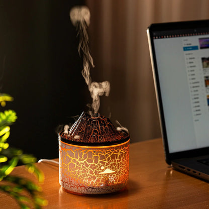 Volcano Humidifier - USB-Powered - Aromatherapy Diffuser with 7-Color Lighting - 2 Spray Modes - Hydrates Skin & Enhances Relaxation