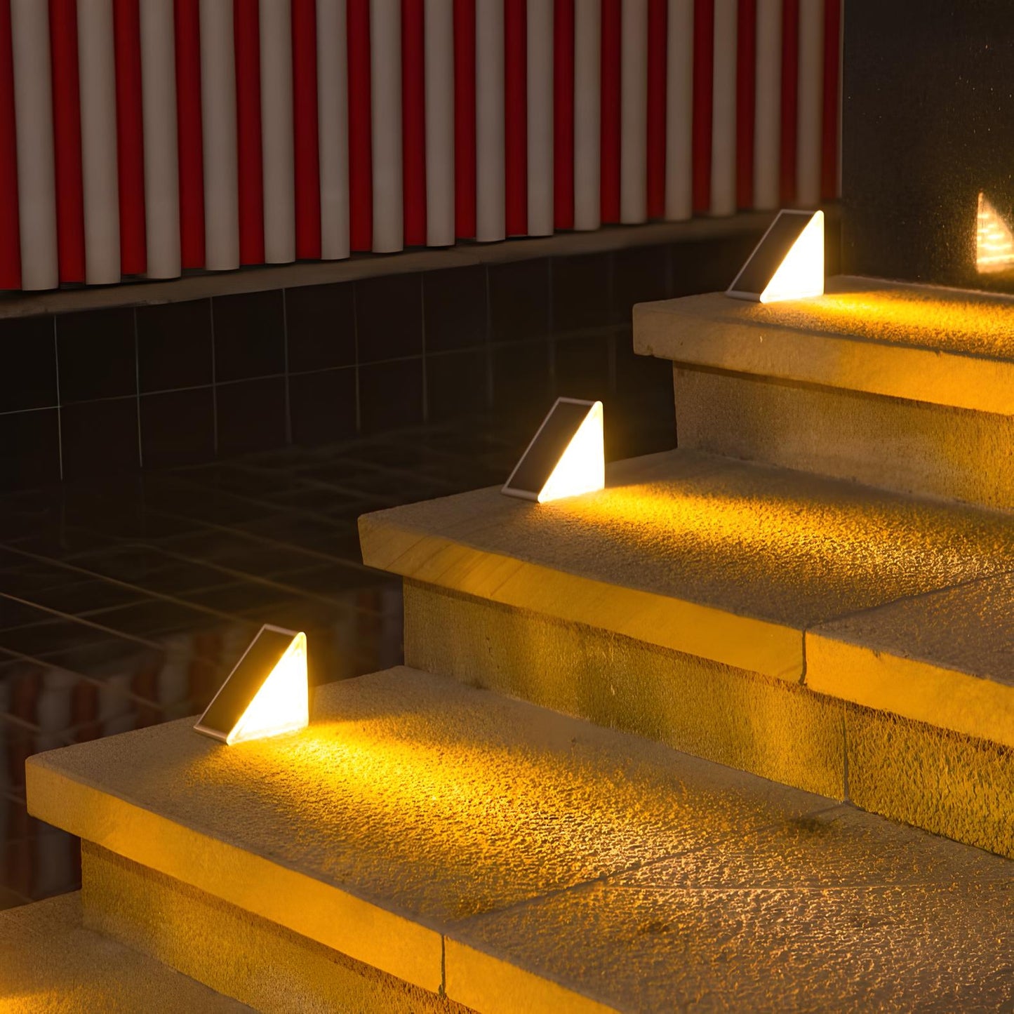 Solar Powered Stair Lights - No Wiring Needed - Waterproof - Solar-Powered LEDs - Easy Installation - 8-10 Hours Illumination - Warm White Glow.