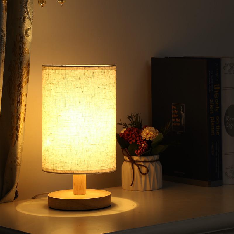 Organic Glow Lamp – Natural Wood & Cloth – Dimmable & Remote Control – USB Powered – Adjustable Light Settings (Warm, Natural, Cool)