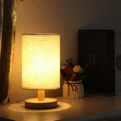 Organic Glow Lamp – Natural Wood & Cloth – Dimmable & Remote Control – USB Powered – Adjustable Light Settings (Warm, Natural, Cool)