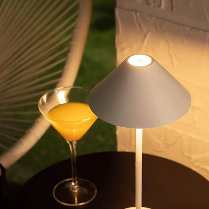 Serenity Cone Lamp - USB-C Rechargeable - Dimmable Touch Control - Waterproof - Warm White LED Light - Indoor/Outdoor - Medium/Large Sizes