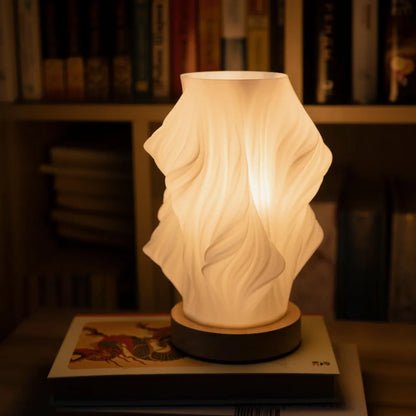 Serene Wavecrest Lamp - USB Powered - Dimmable - Warm/Natural Light - Wave-Inspired Shade - Multiple Sizes