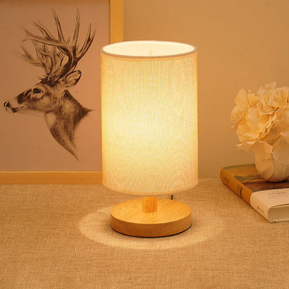 Organic Glow Lamp – Natural Wood & Cloth – Dimmable & Remote Control – USB Powered – Adjustable Light Settings (Warm, Natural, Cool)