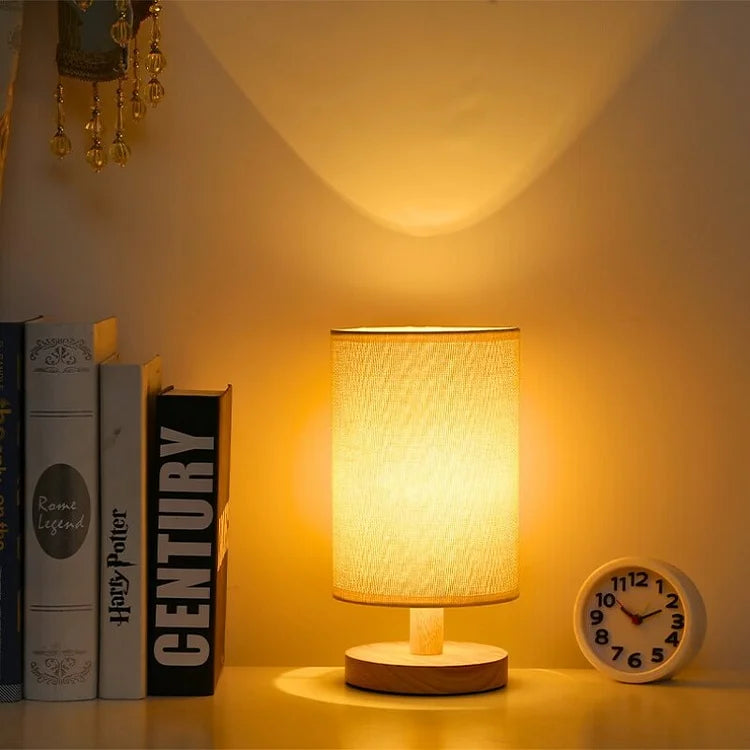 Organic Glow Lamp – Natural Wood & Cloth – Dimmable & Remote Control – USB Powered – Adjustable Light Settings (Warm, Natural, Cool)