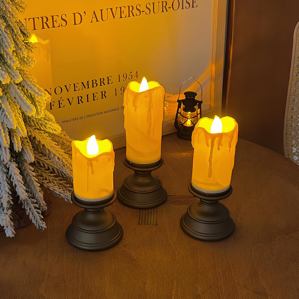 Flameless Block Candles - LED Lights Flicker Like Real Flames - Safe - Stylish & Energy-Efficient - Multiple Designs & Sizes - Perfect for Home Décor or Events