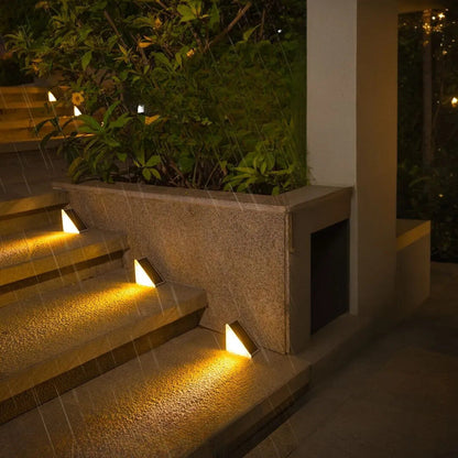 Solar Powered Stair Lights - No Wiring Needed - Waterproof - Solar-Powered LEDs - Easy Installation - 8-10 Hours Illumination - Warm White Glow.