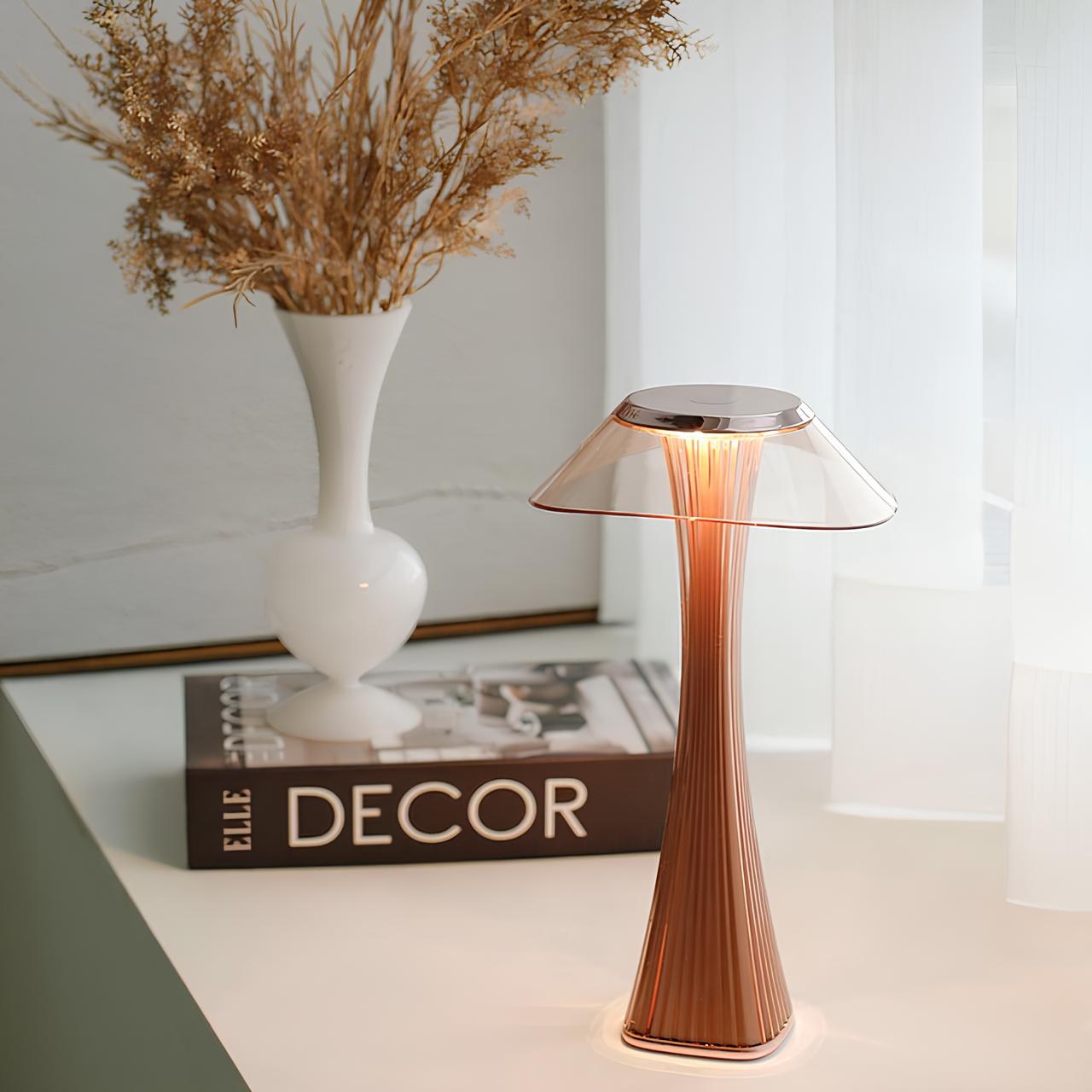 Sculpted Flare Lamp - Cordless Rechargeable LED Light - Elegant Design - Adjustable Lighting Colors