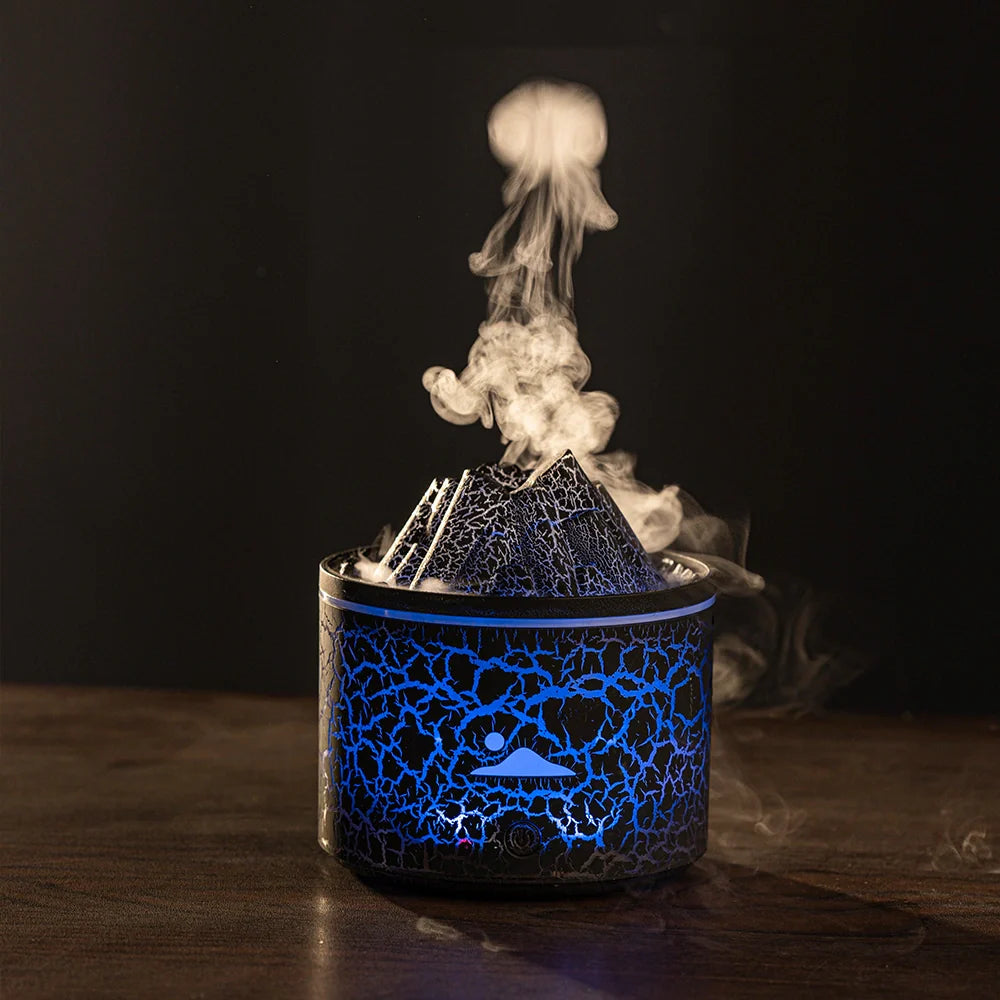 Volcano Humidifier - USB-Powered - Aromatherapy Diffuser with 7-Color Lighting - 2 Spray Modes - Hydrates Skin & Enhances Relaxation