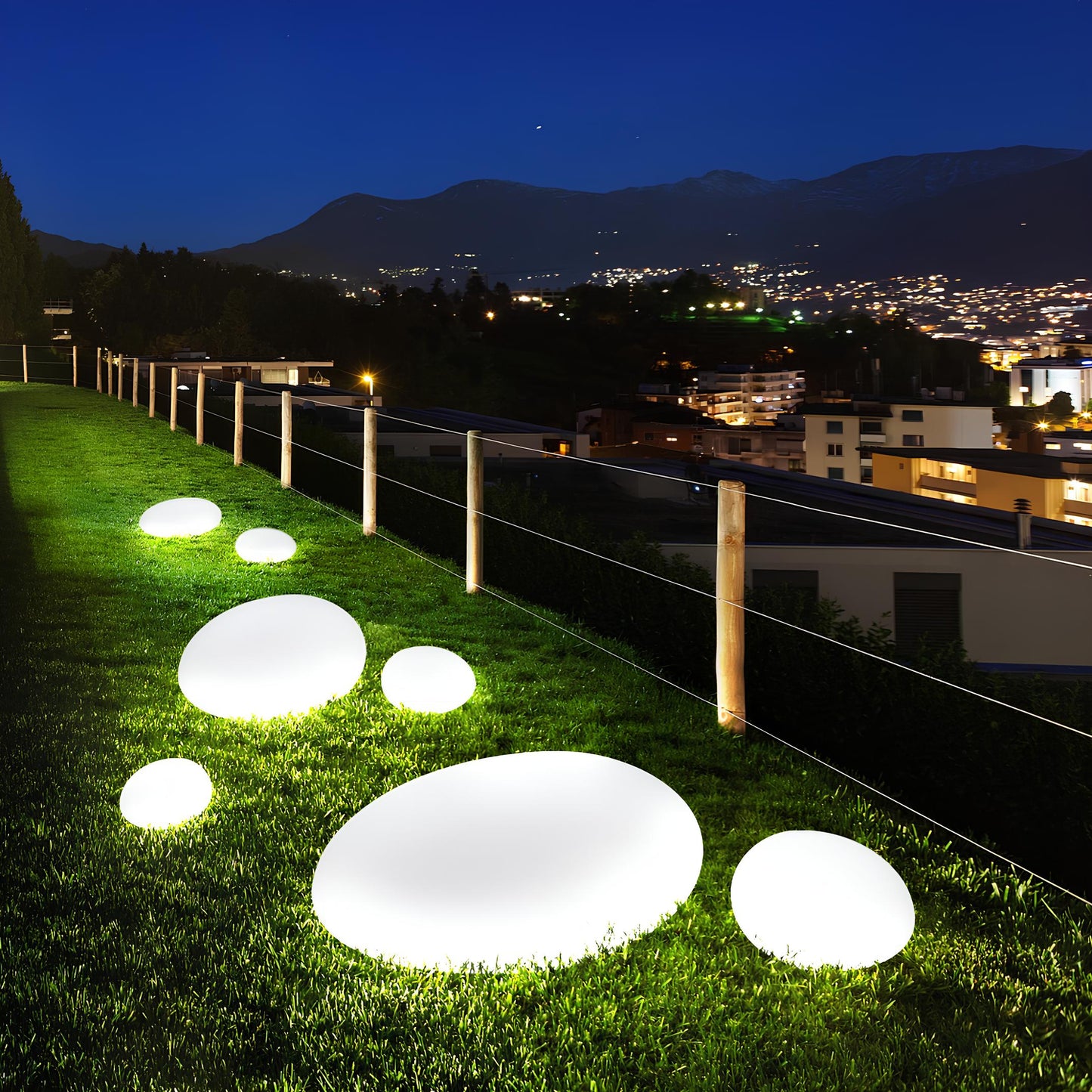 Cobblestone Garden Light - Weather-Resistant & Cordless - 16 Color Options with Remote Control - LED Bulbs - 10-16 Hours Wireless Illumination