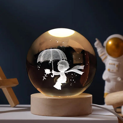 Crystal Balls - 3D Engraved Space Scenes - Warm White LED Light - USB Powered - Perfect Gift for Stargazing Lovers - Ideal Night Light