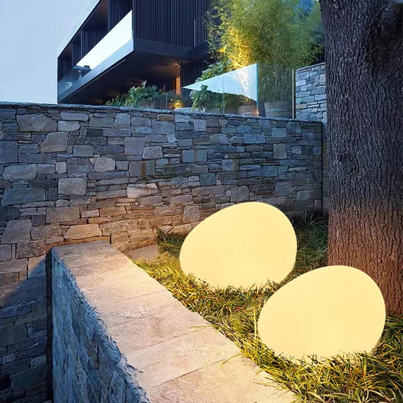 Cobblestone Garden Light - Weather-Resistant & Cordless - 16 Color Options with Remote Control - LED Bulbs - 10-16 Hours Wireless Illumination