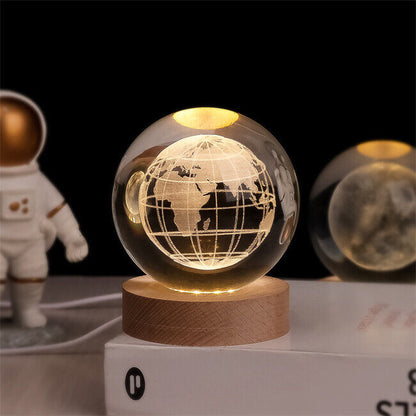 Crystal Balls - 3D Engraved Space Scenes - Warm White LED Light - USB Powered - Perfect Gift for Stargazing Lovers - Ideal Night Light